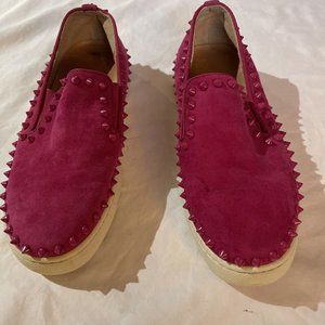Christian Louboutin Pink Suede and Spike Slip On 7